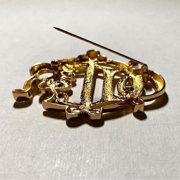 COPY - Vintage 1950’s CHRISTIAN DIOR Gold Plated Monogram LOGO Brooch. Germany.… - Picture 3 of 7
